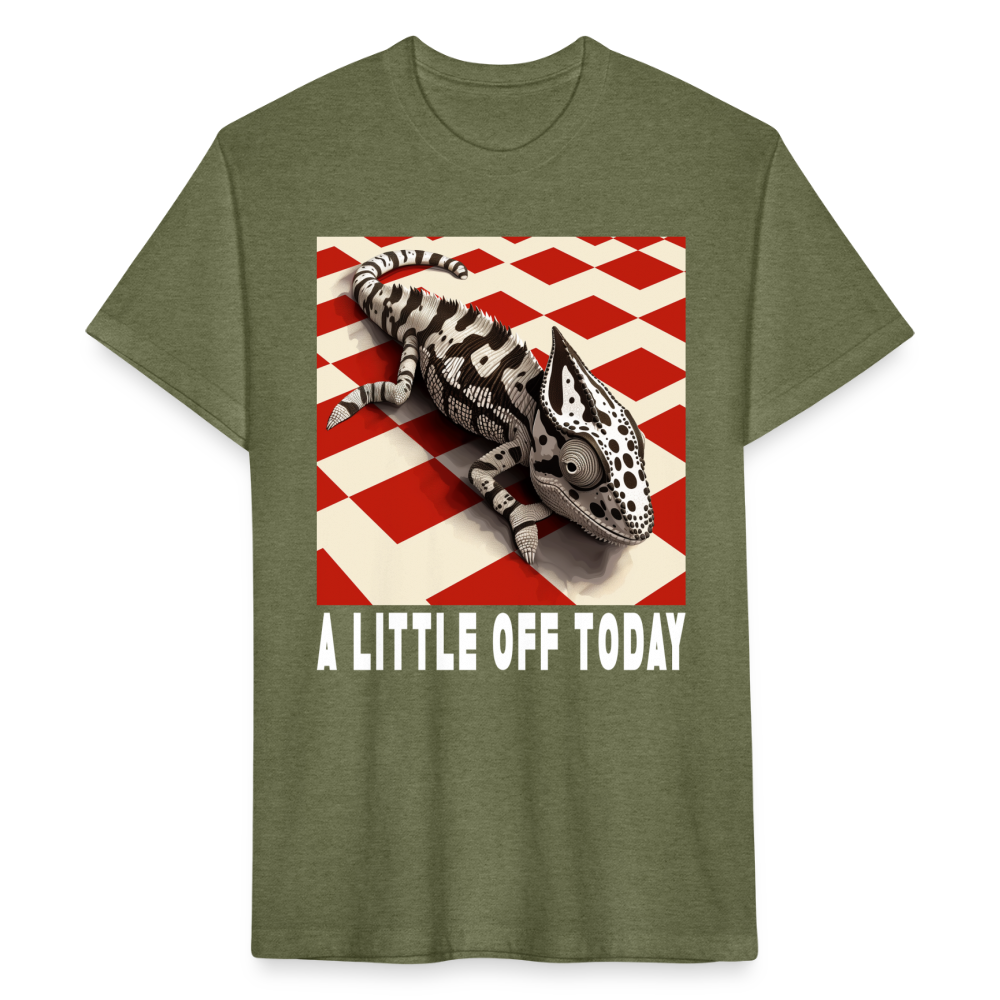 "A Little Off Today" Black and White Chamelean Cotton/Poly T-Shirt - heather military green