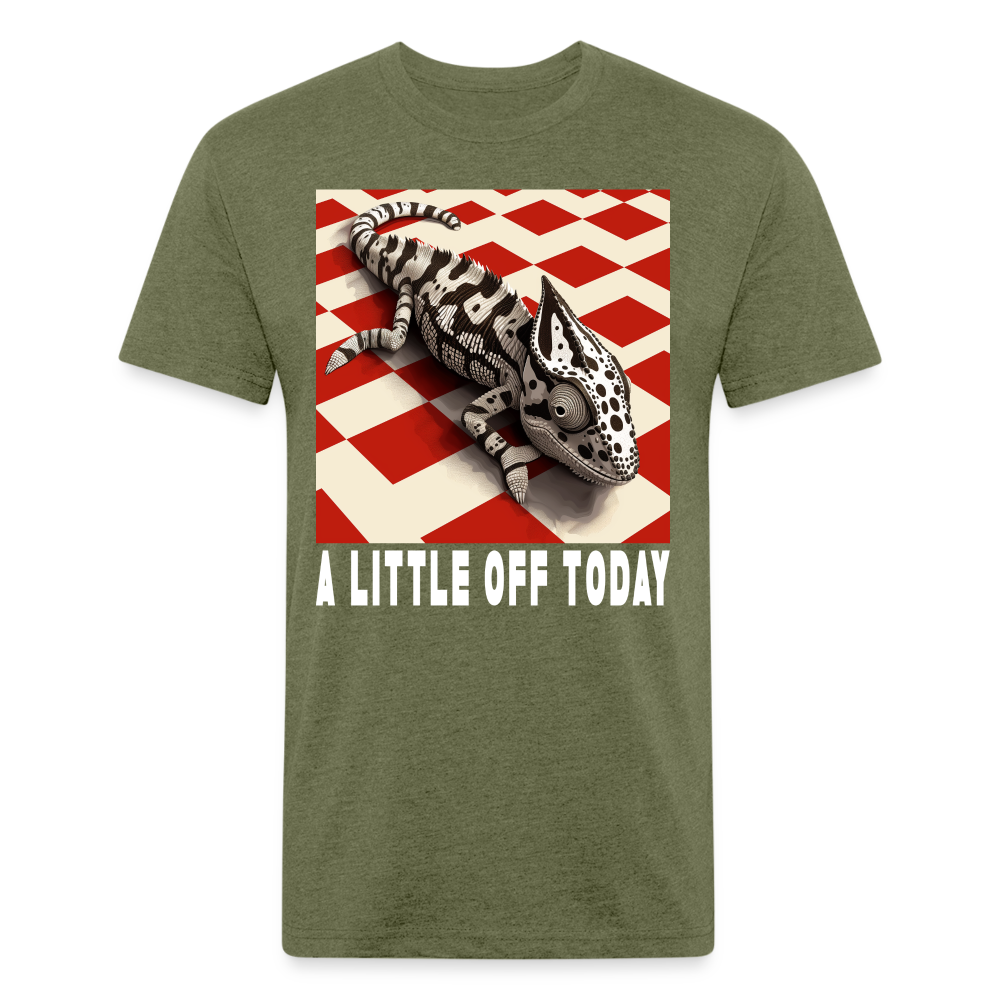 "A Little Off Today" Black and White Chamelean Cotton/Poly T-Shirt - heather military green