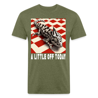 "A Little Off Today" Black and White Chamelean Cotton/Poly T-Shirt - heather military green