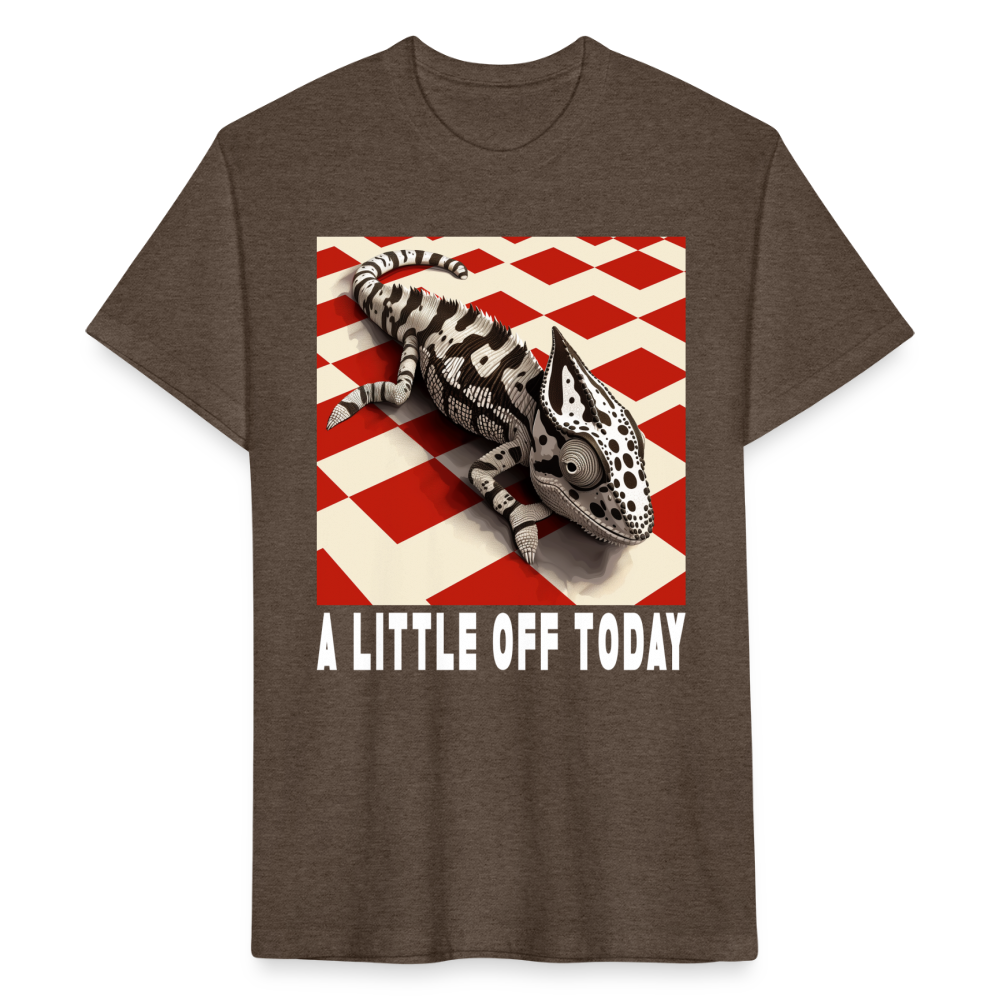 "A Little Off Today" Black and White Chamelean Cotton/Poly T-Shirt - heather espresso