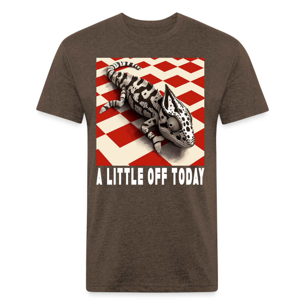 "A Little Off Today" Black and White Chamelean Cotton/Poly T-Shirt - heather espresso