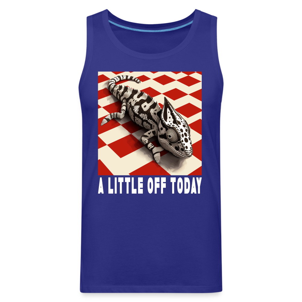 "A Little Off Today" Black and White Chamelean Men's Premium Tank Top - royal blue