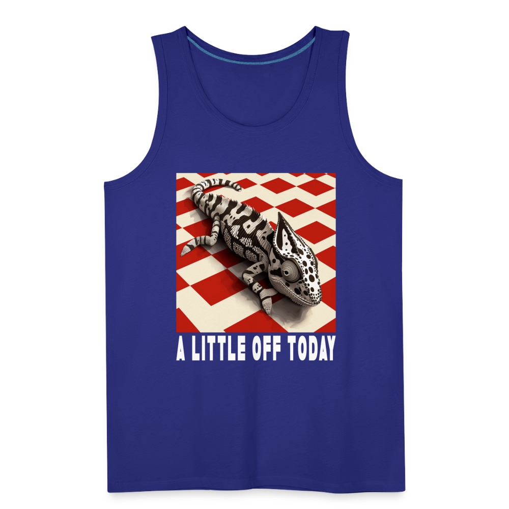 "A Little Off Today" Black and White Chamelean Men's Premium Tank Top - royal blue