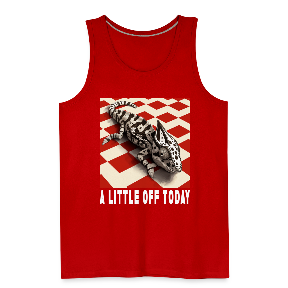 "A Little Off Today" Black and White Chamelean Men's Premium Tank Top - red