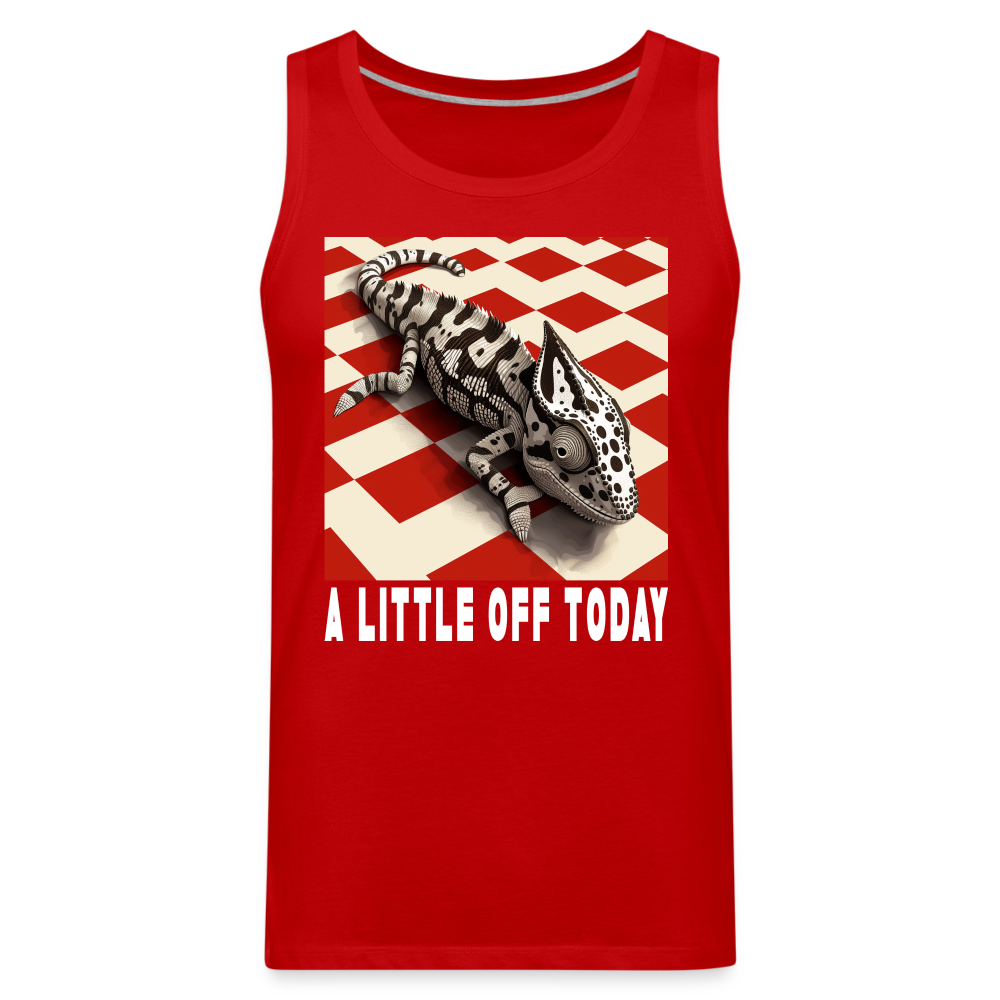 "A Little Off Today" Black and White Chamelean Men's Premium Tank Top - red