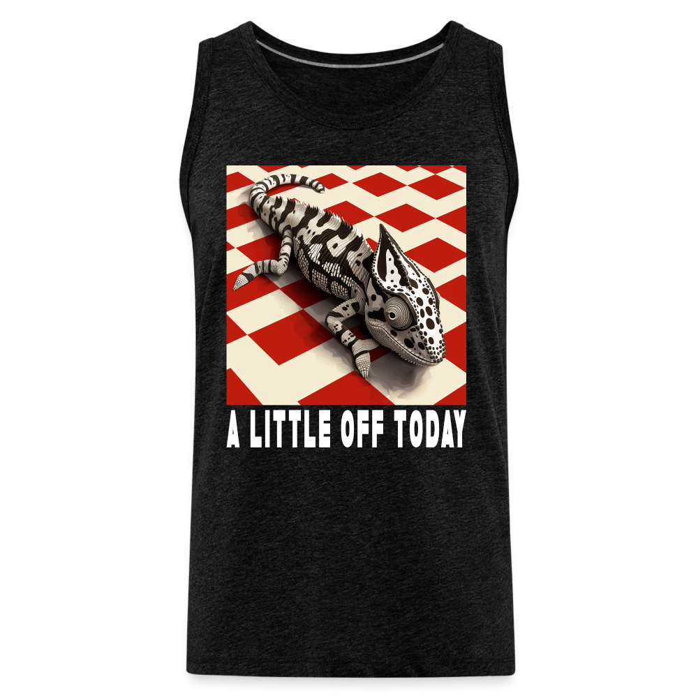 "A Little Off Today" Black and White Chamelean Men's Premium Tank Top - charcoal grey