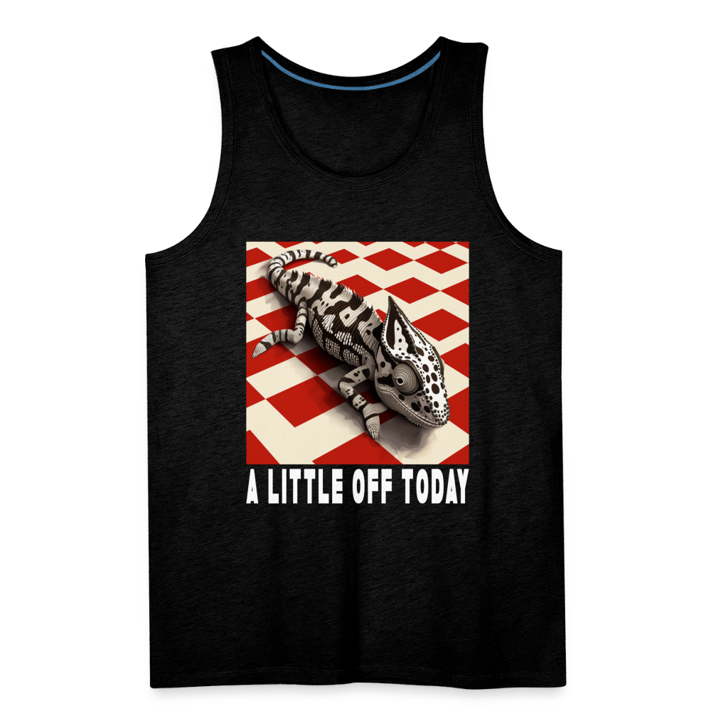 "A Little Off Today" Black and White Chamelean Men's Premium Tank Top - charcoal grey