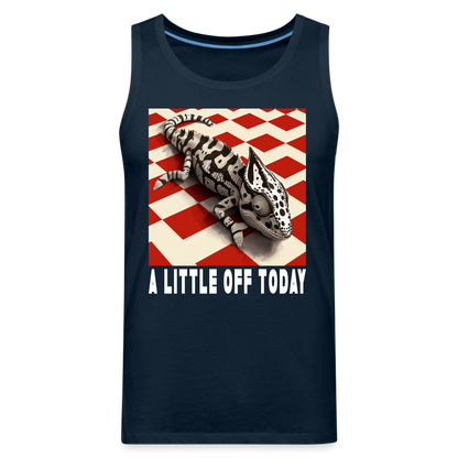 "A Little Off Today" Black and White Chamelean Men's Premium Tank Top - deep navy