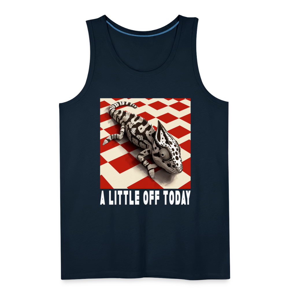 "A Little Off Today" Black and White Chamelean Men's Premium Tank Top - deep navy