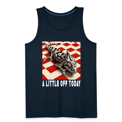 "A Little Off Today" Black and White Chamelean Men's Premium Tank Top - deep navy