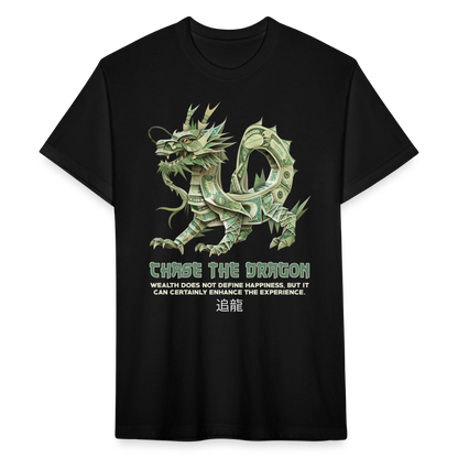 "Chase the Dragon" Origami Cash Men's Cotton/Poly Fitted T-Shirt - black