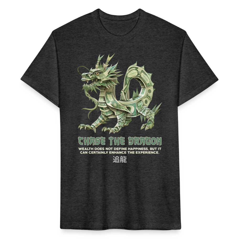 "Chase the Dragon" Origami Cash Men's Cotton/Poly Fitted T-Shirt - heather black