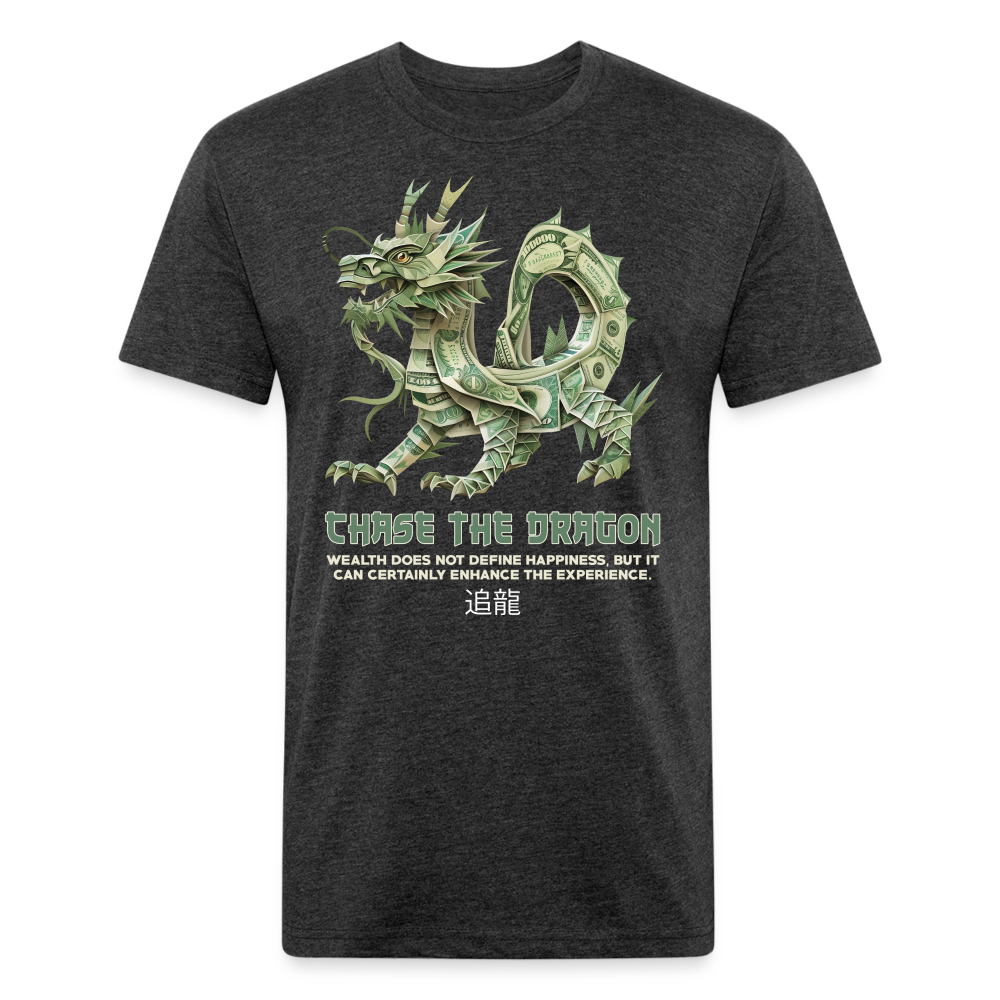 "Chase the Dragon" Origami Cash Men's Cotton/Poly Fitted T-Shirt - heather black