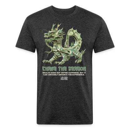 "Chase the Dragon" Origami Cash Men's Cotton/Poly Fitted T-Shirt - heather black