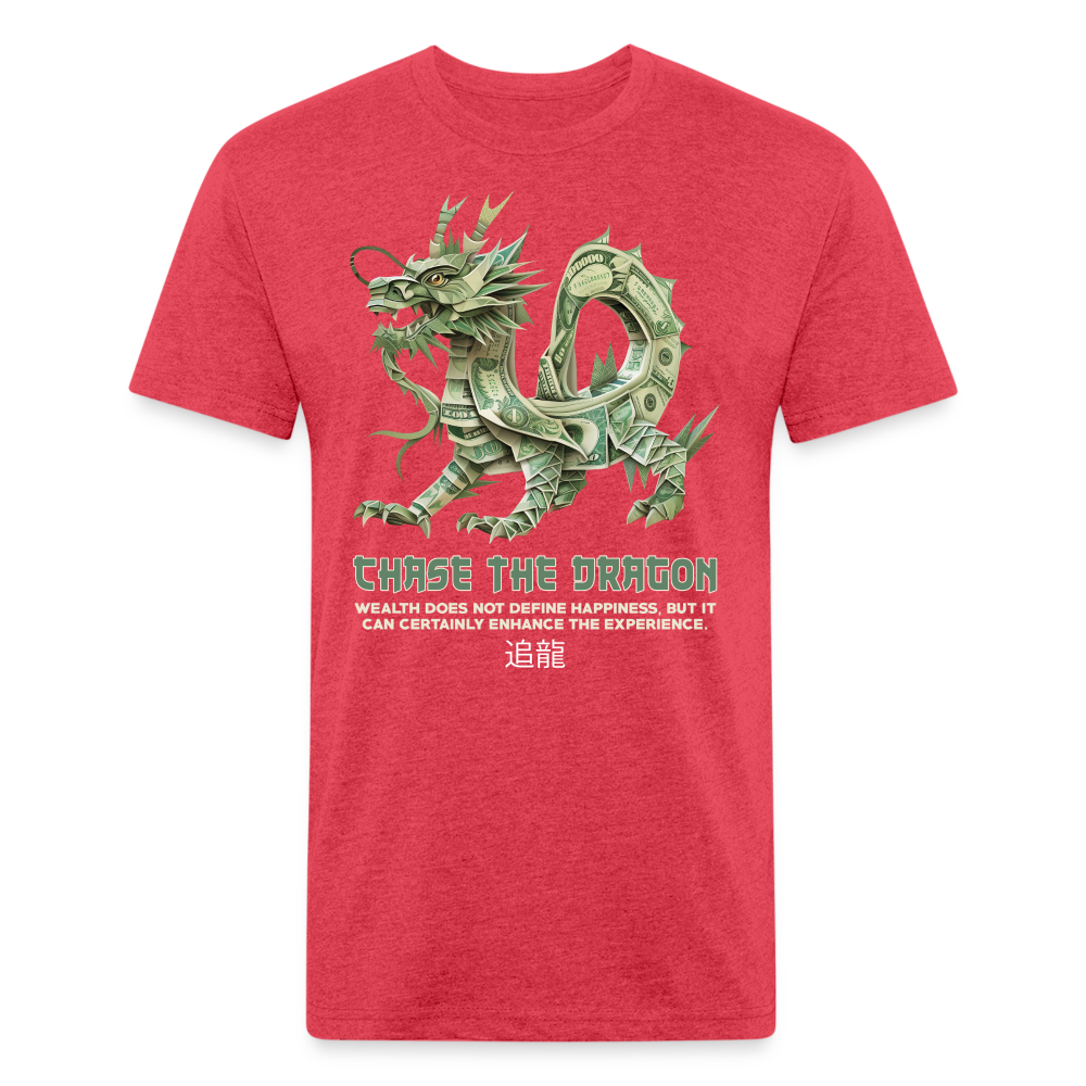 "Chase the Dragon" Origami Cash Men's Cotton/Poly Fitted T-Shirt - heather red