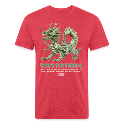 "Chase the Dragon" Origami Cash Men's Cotton/Poly Fitted T-Shirt - heather red