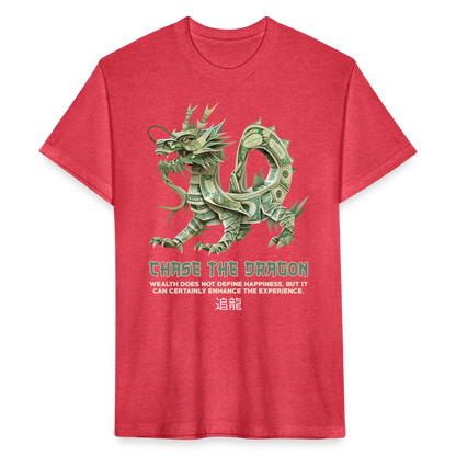 "Chase the Dragon" Origami Cash Men's Cotton/Poly Fitted T-Shirt - heather red