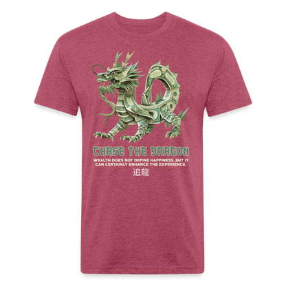 "Chase the Dragon" Origami Cash Men's Cotton/Poly Fitted T-Shirt - heather burgundy