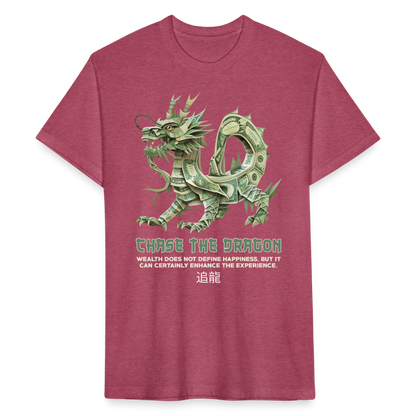 "Chase the Dragon" Origami Cash Men's Cotton/Poly Fitted T-Shirt - heather burgundy