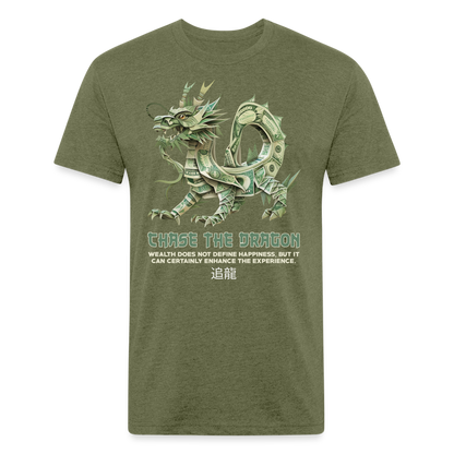 "Chase the Dragon" Origami Cash Men's Cotton/Poly Fitted T-Shirt - heather military green