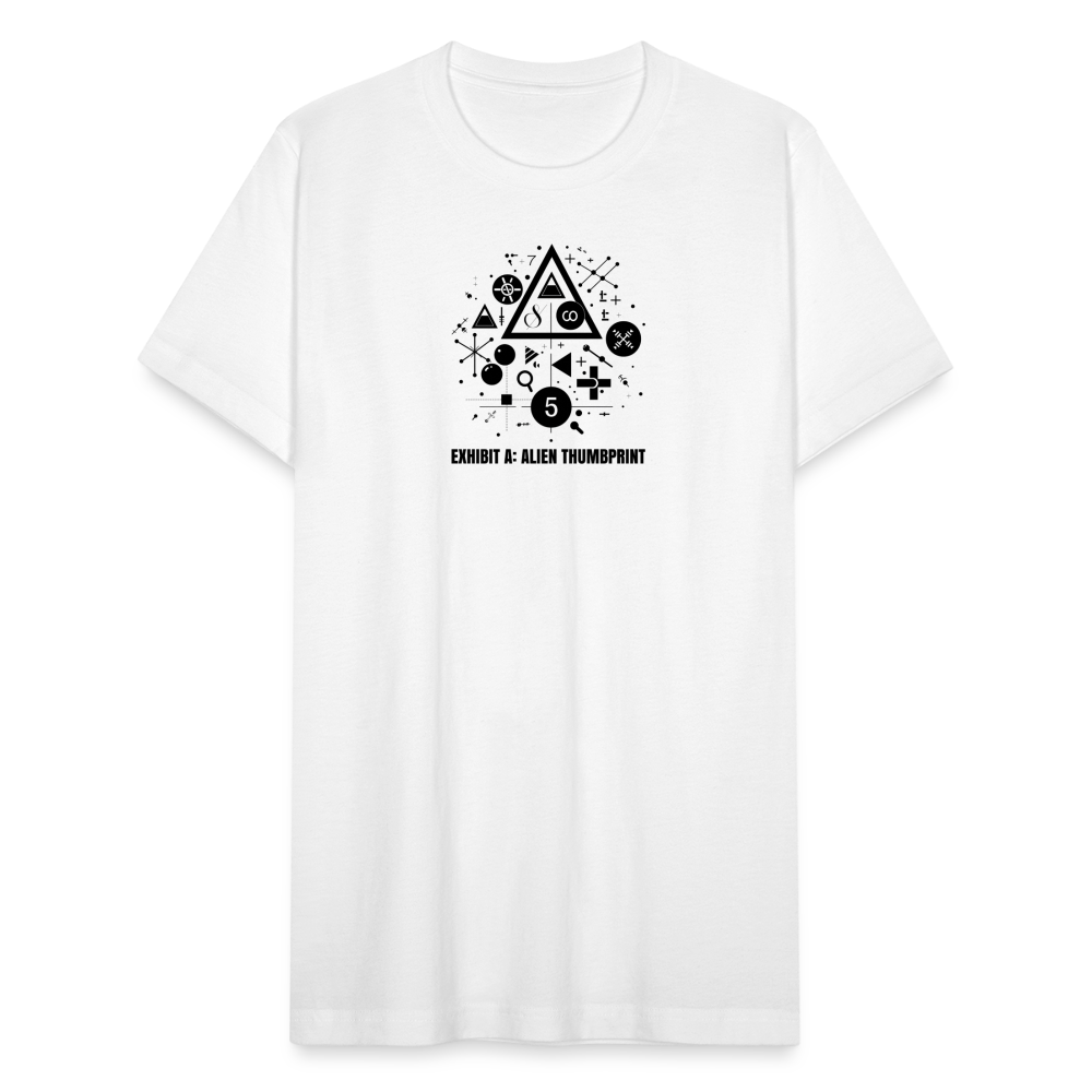 "Alien Thumbprint" Minimalist Unisex Jersey T-Shirt - white