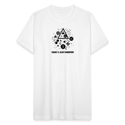 "Alien Thumbprint" Minimalist Unisex Jersey T-Shirt - white