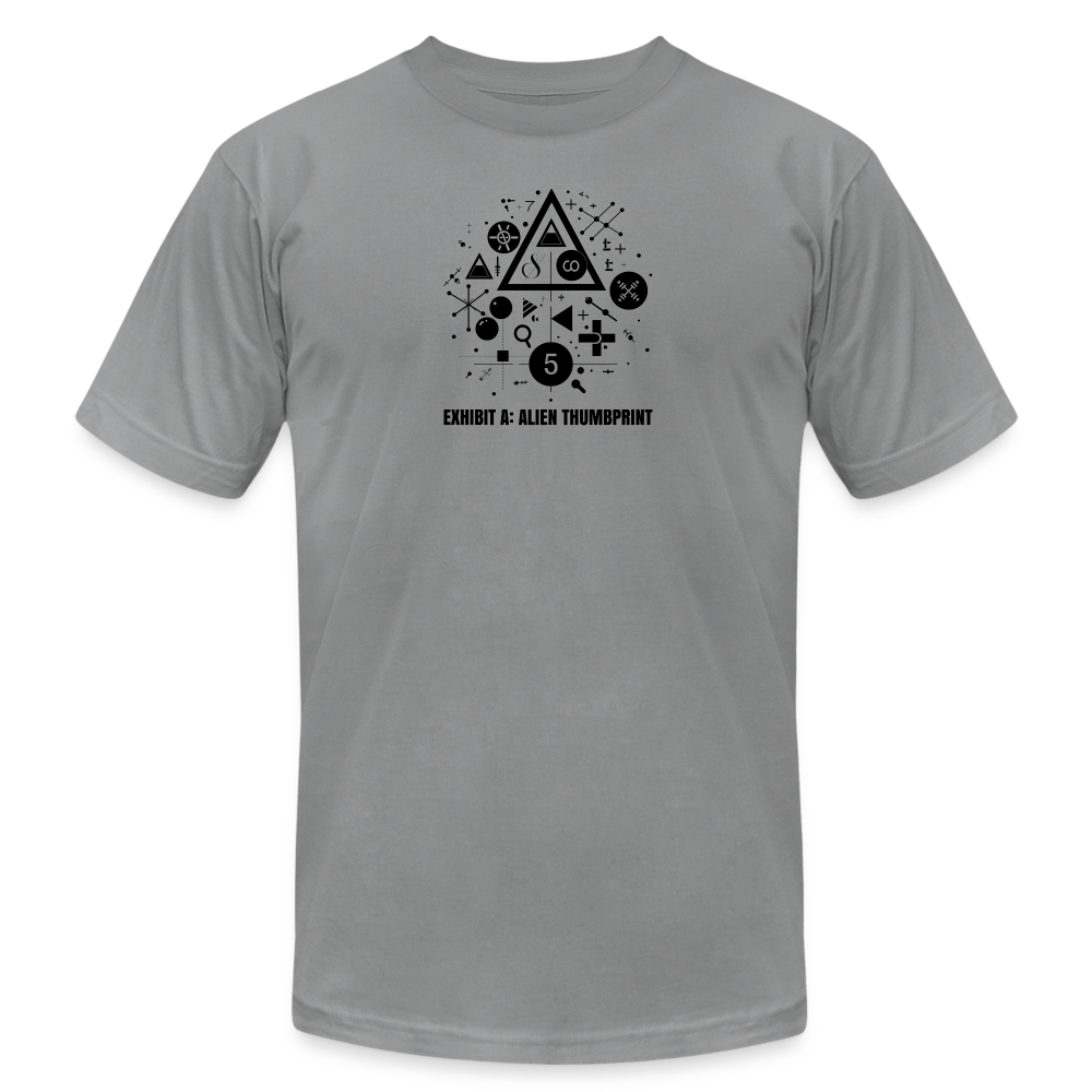 "Alien Thumbprint" Minimalist Unisex Jersey T-Shirt - slate