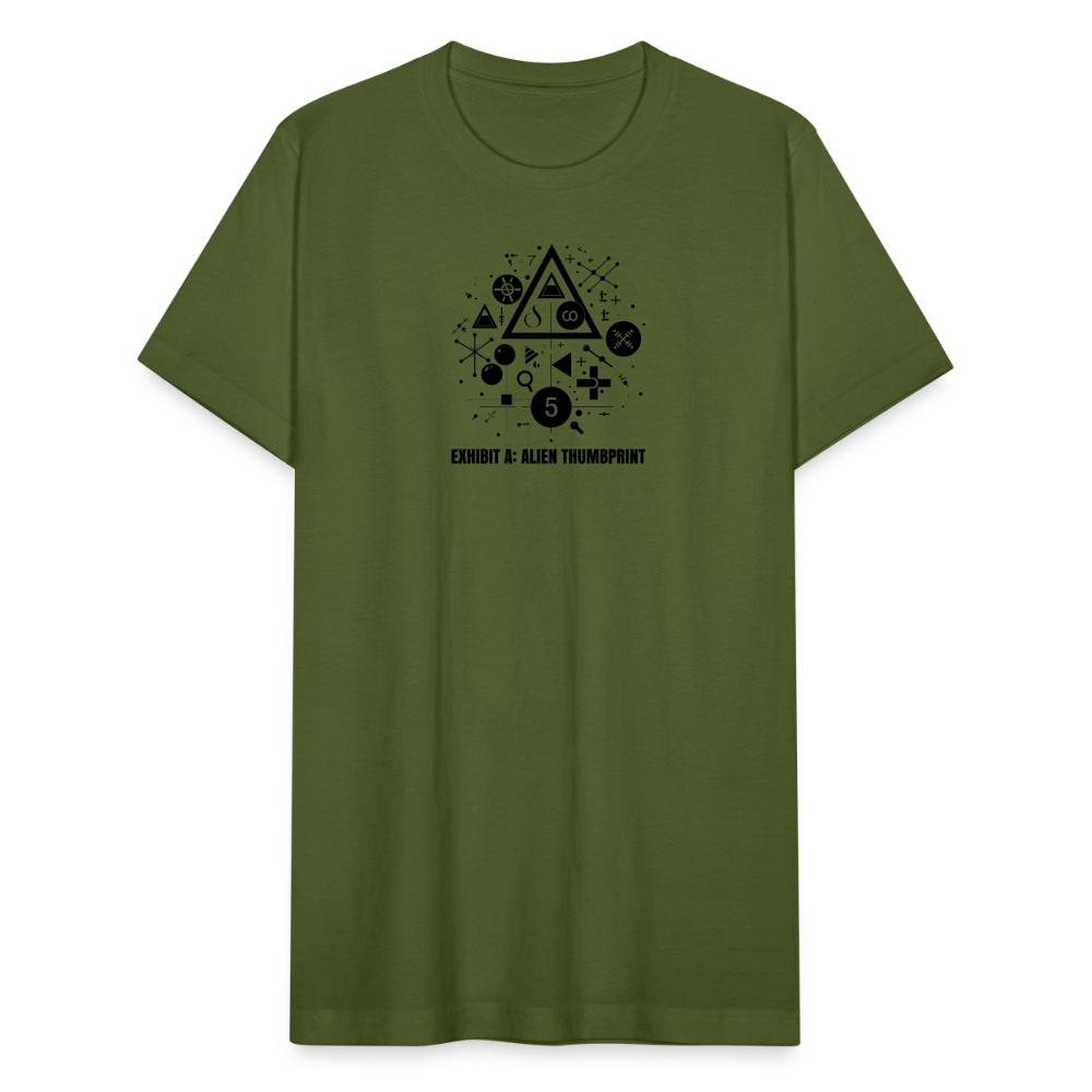 "Alien Thumbprint" Minimalist Unisex Jersey T-Shirt - olive