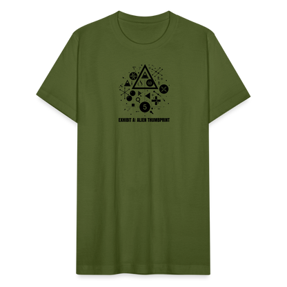 "Alien Thumbprint" Minimalist Unisex Jersey T-Shirt - olive