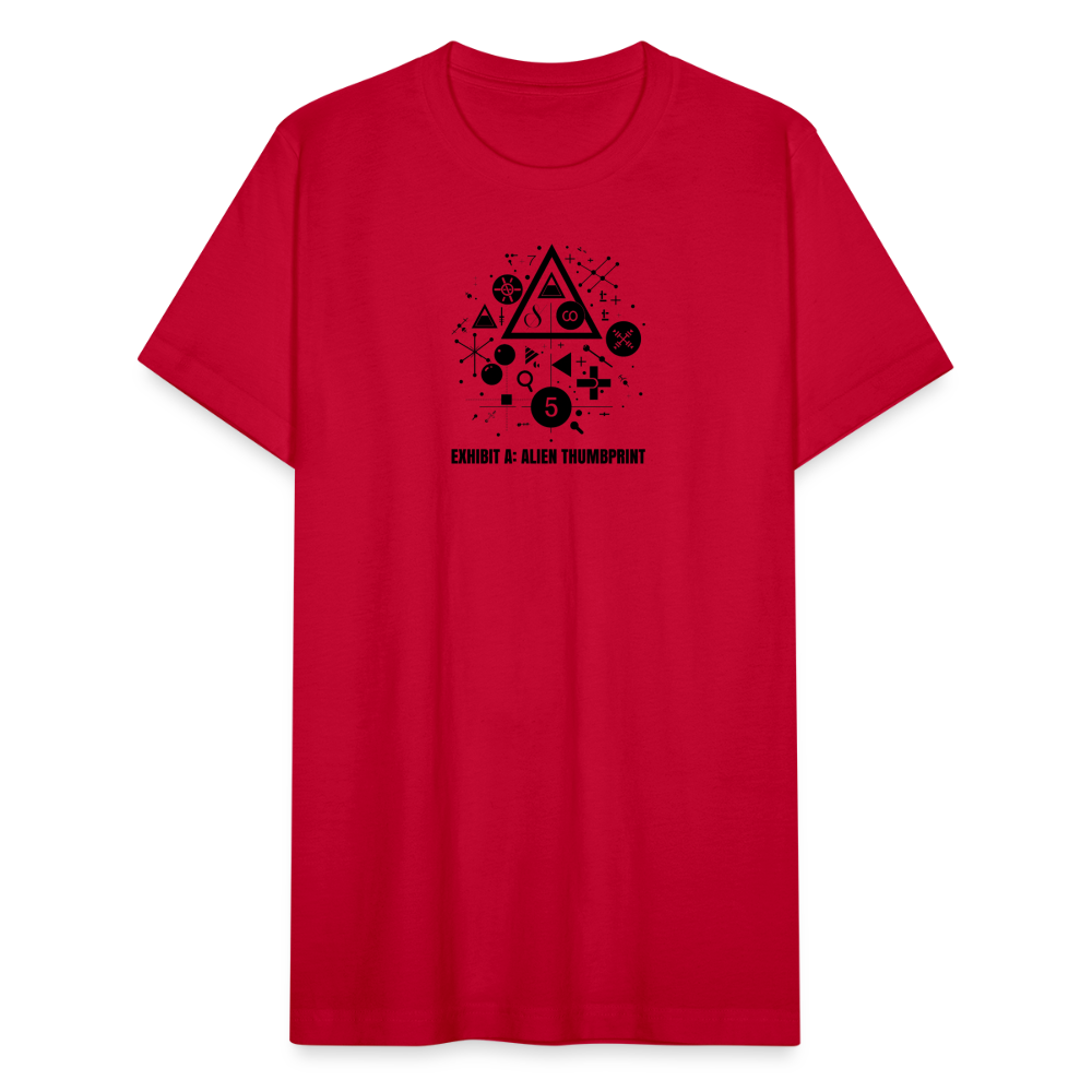 "Alien Thumbprint" Minimalist Unisex Jersey T-Shirt - red