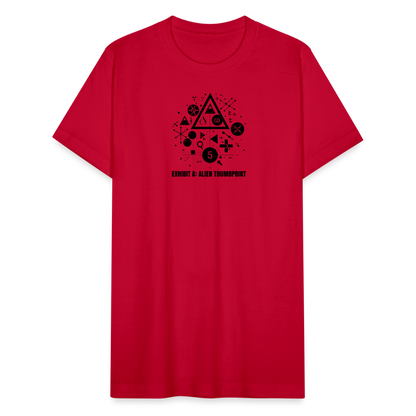 "Alien Thumbprint" Minimalist Unisex Jersey T-Shirt - red