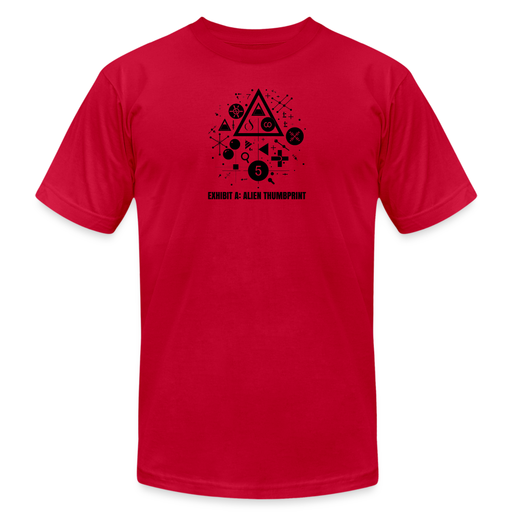 "Alien Thumbprint" Minimalist Unisex Jersey T-Shirt - red