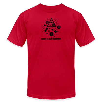 "Alien Thumbprint" Minimalist Unisex Jersey T-Shirt - red