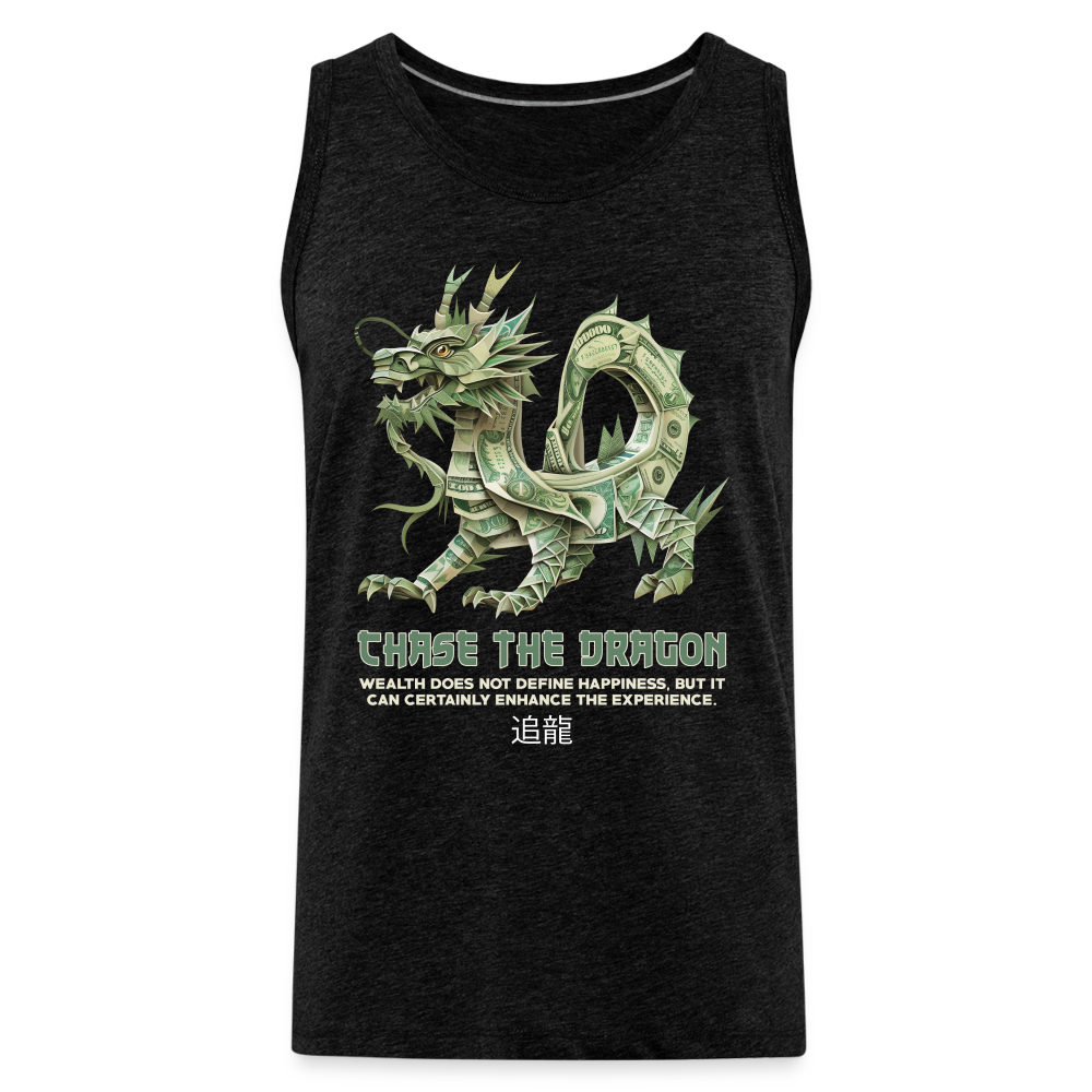 "Chase the Dragon" Origami Cash Men's Premium Tank Top - charcoal grey