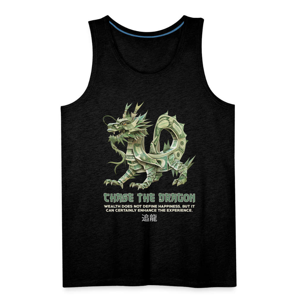 "Chase the Dragon" Origami Cash Men's Premium Tank Top - charcoal grey