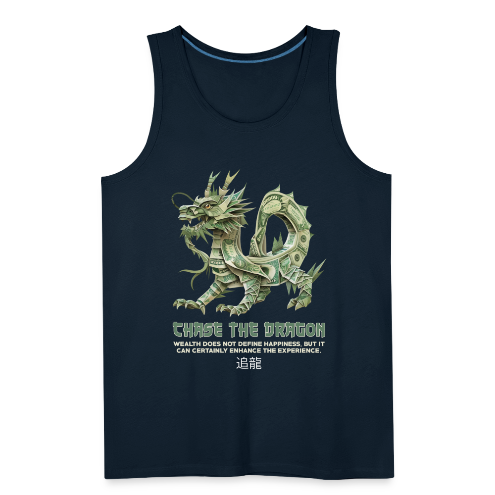 "Chase the Dragon" Origami Cash Men's Premium Tank Top - deep navy