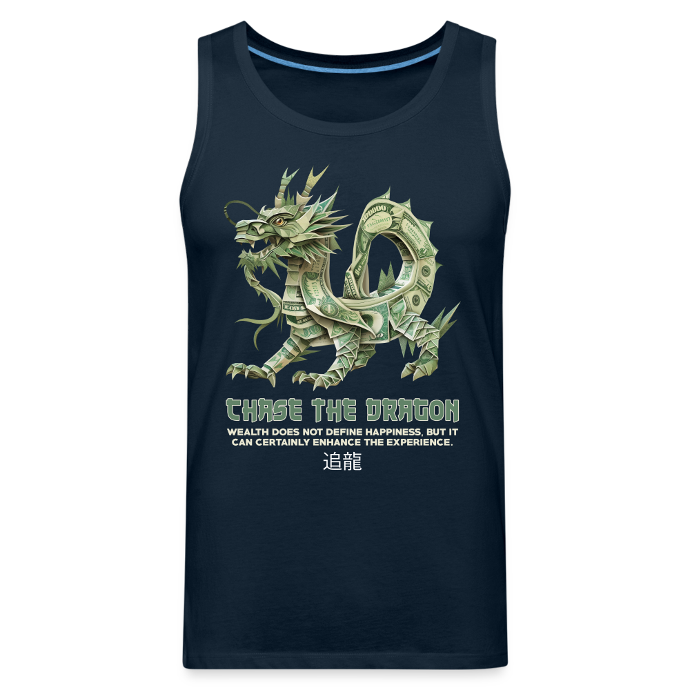 "Chase the Dragon" Origami Cash Men's Premium Tank Top - deep navy