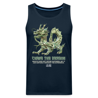 "Chase the Dragon" Origami Cash Men's Premium Tank Top - deep navy