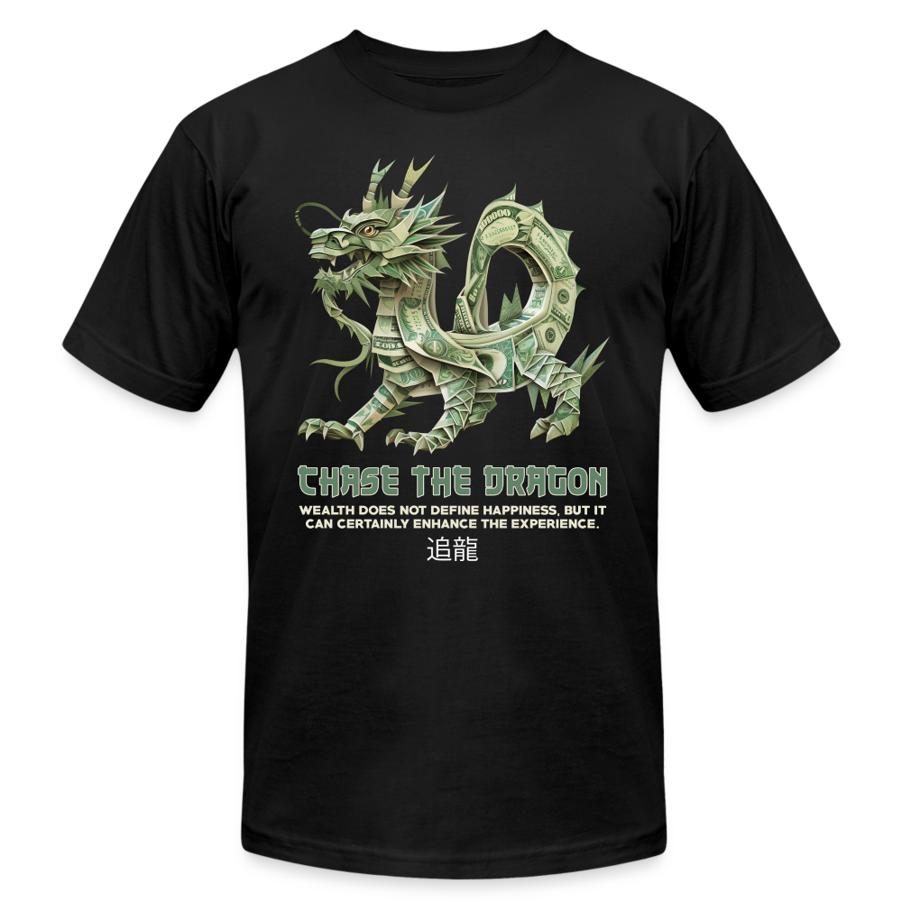 "Chase the Dragon" Origami Cash Unisex Jersey T-Shirt - black