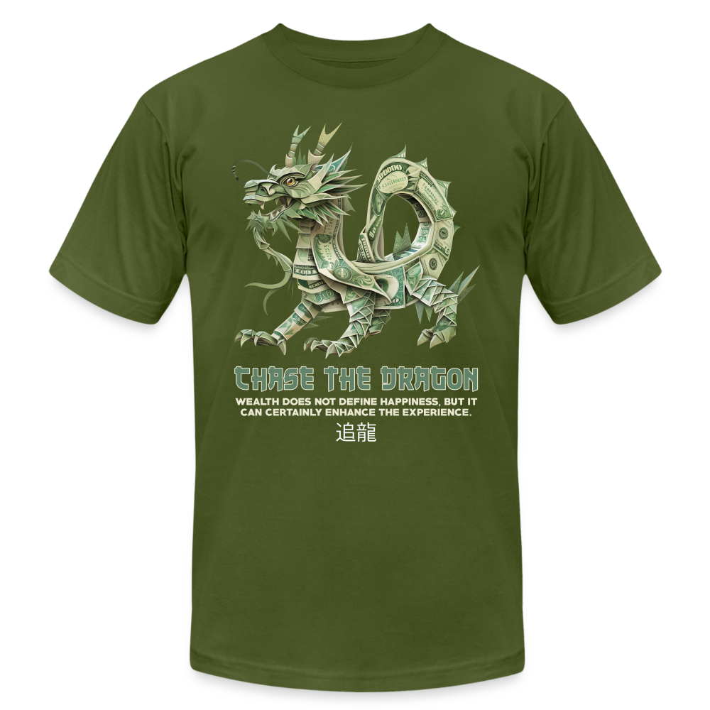 "Chase the Dragon" Origami Cash Unisex Jersey T-Shirt - olive