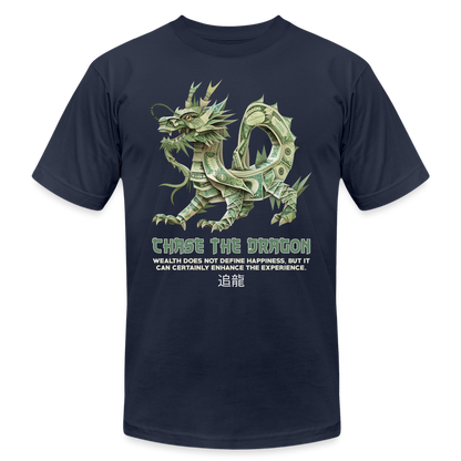 "Chase the Dragon" Origami Cash Unisex Jersey T-Shirt - navy