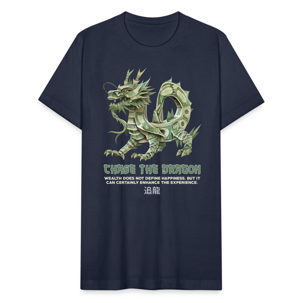 "Chase the Dragon" Origami Cash Unisex Jersey T-Shirt - navy