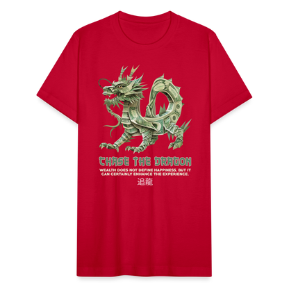 "Chase the Dragon" Origami Cash Unisex Jersey T-Shirt - red