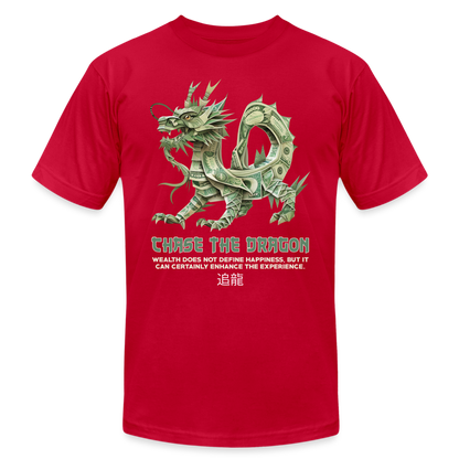 "Chase the Dragon" Origami Cash Unisex Jersey T-Shirt - red