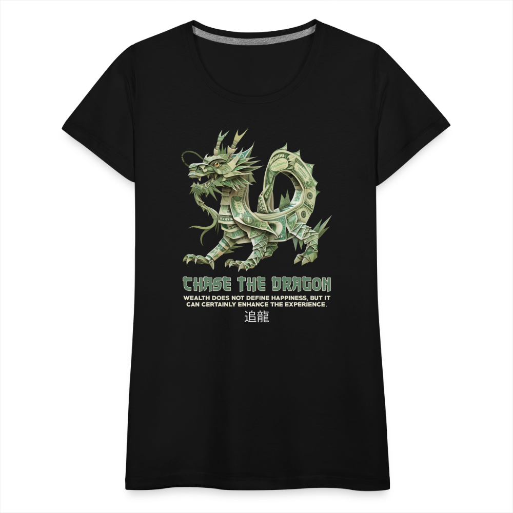 "Chase the Dragon" Origami Cash Women's Premium T-Shirt - black