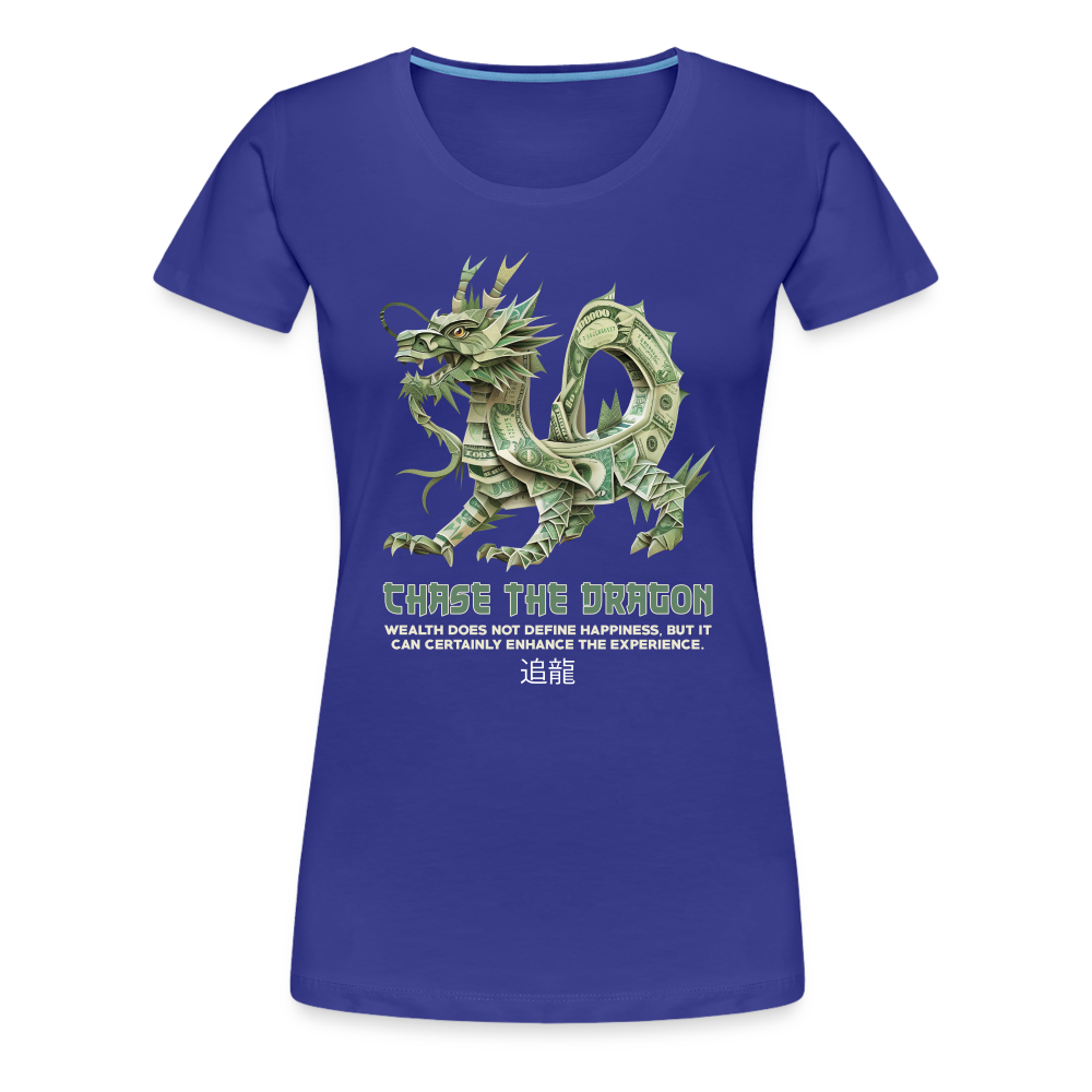 "Chase the Dragon" Origami Cash Women's Premium T-Shirt - royal blue