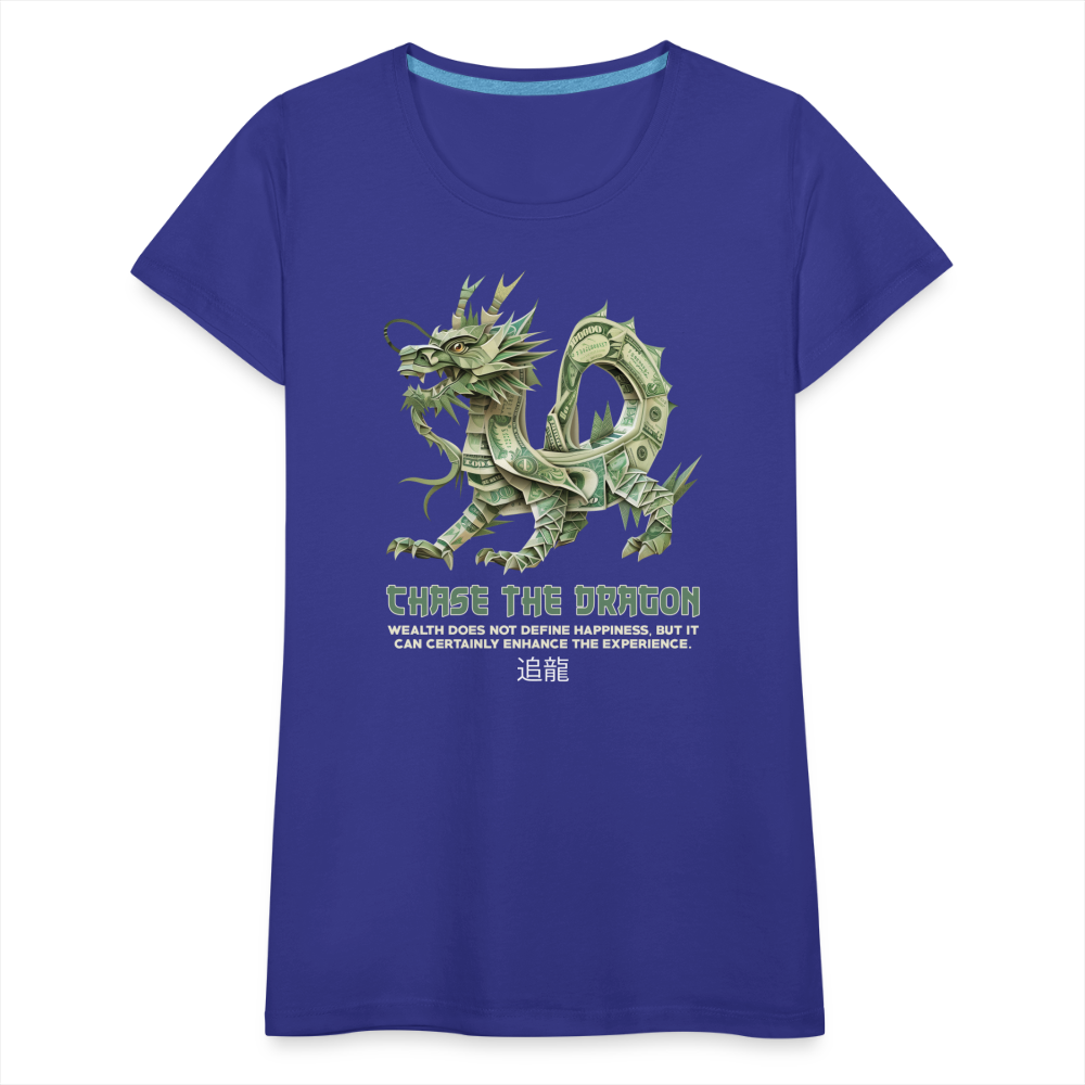 "Chase the Dragon" Origami Cash Women's Premium T-Shirt - royal blue