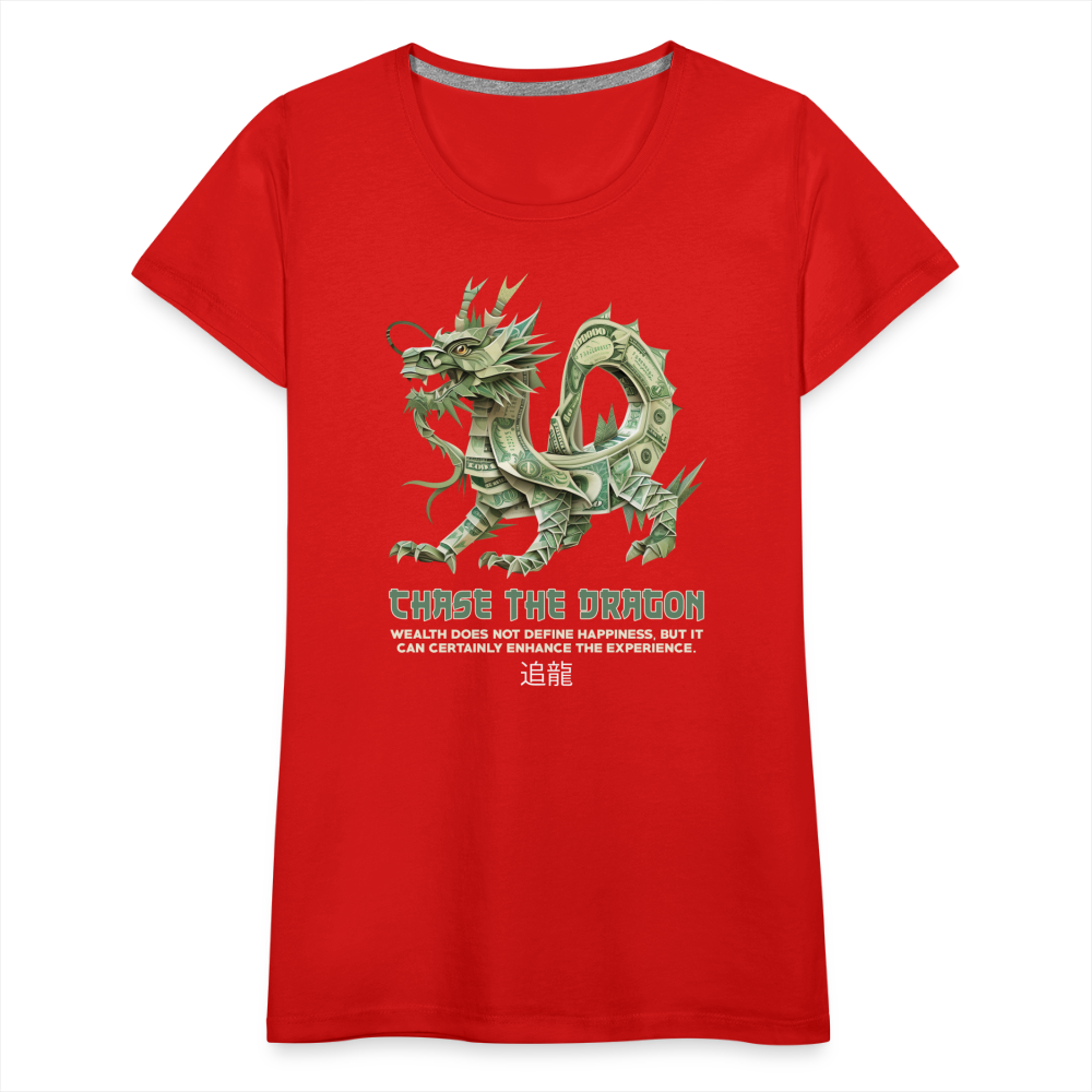 "Chase the Dragon" Origami Cash Women's Premium T-Shirt - red