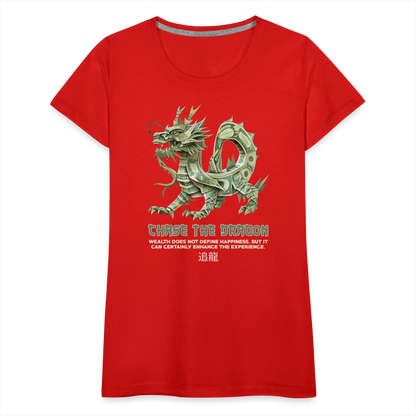 "Chase the Dragon" Origami Cash Women's Premium T-Shirt - red