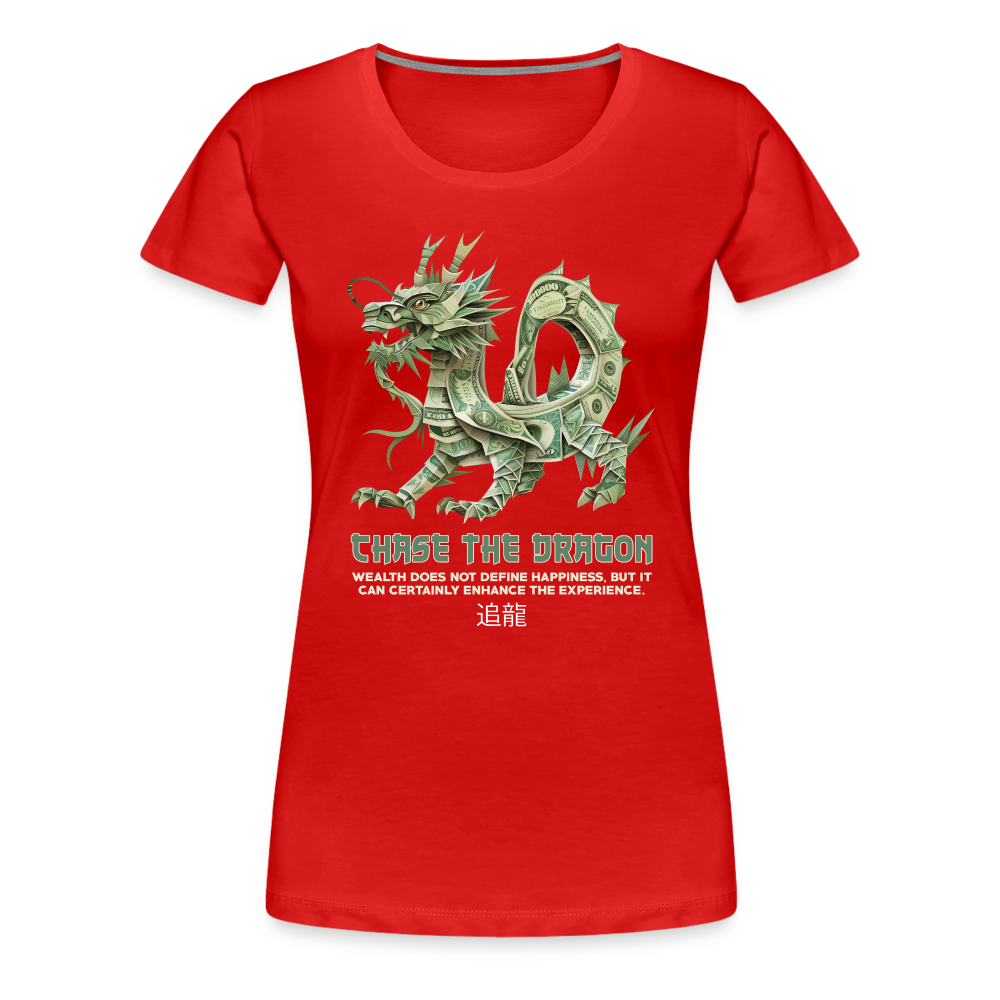 "Chase the Dragon" Origami Cash Women's Premium T-Shirt - red